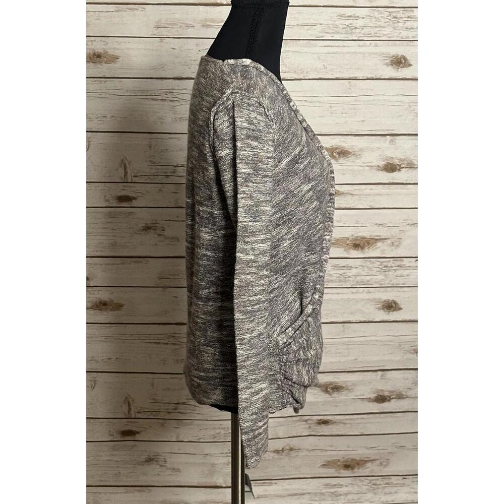 Free People taupe cotton/linen V surplice wrap front marled knit sweater Size S - Picture 4 of 5